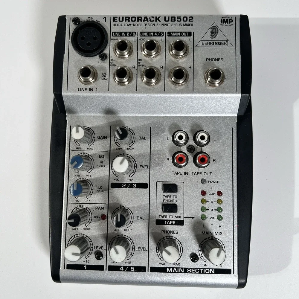 Behringer Eurorack UB502 Compact Mixer, 5 Channels, XLR/RCA, Phantom Power